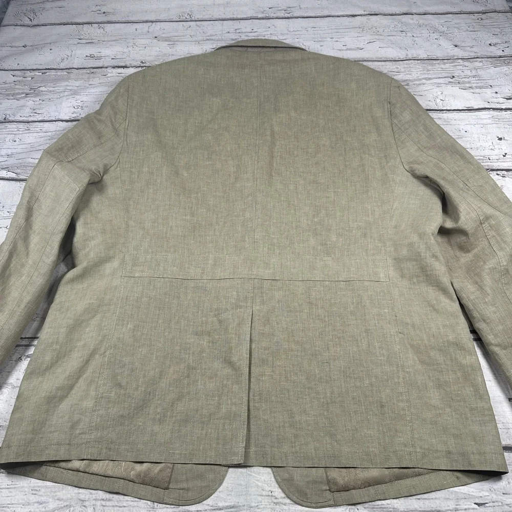Kenneth Roberts Platinum Tan/Taupe Safari Style Jacket Men's XL Linen Blend